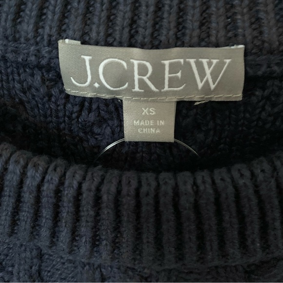 J. Crew Cotton Cable Knit Sweater Navy Blue XS - Picture 9 of 9